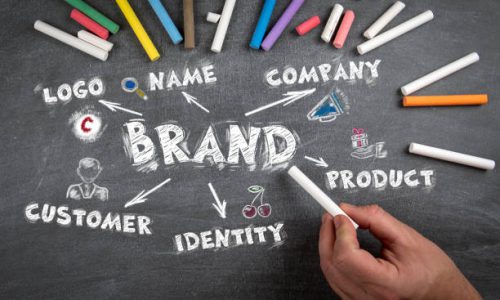 Brand. Logo, name, identity and customer concept. Chalk board background. Brand. Logo, name, identity and customer concept. Chalk board background.